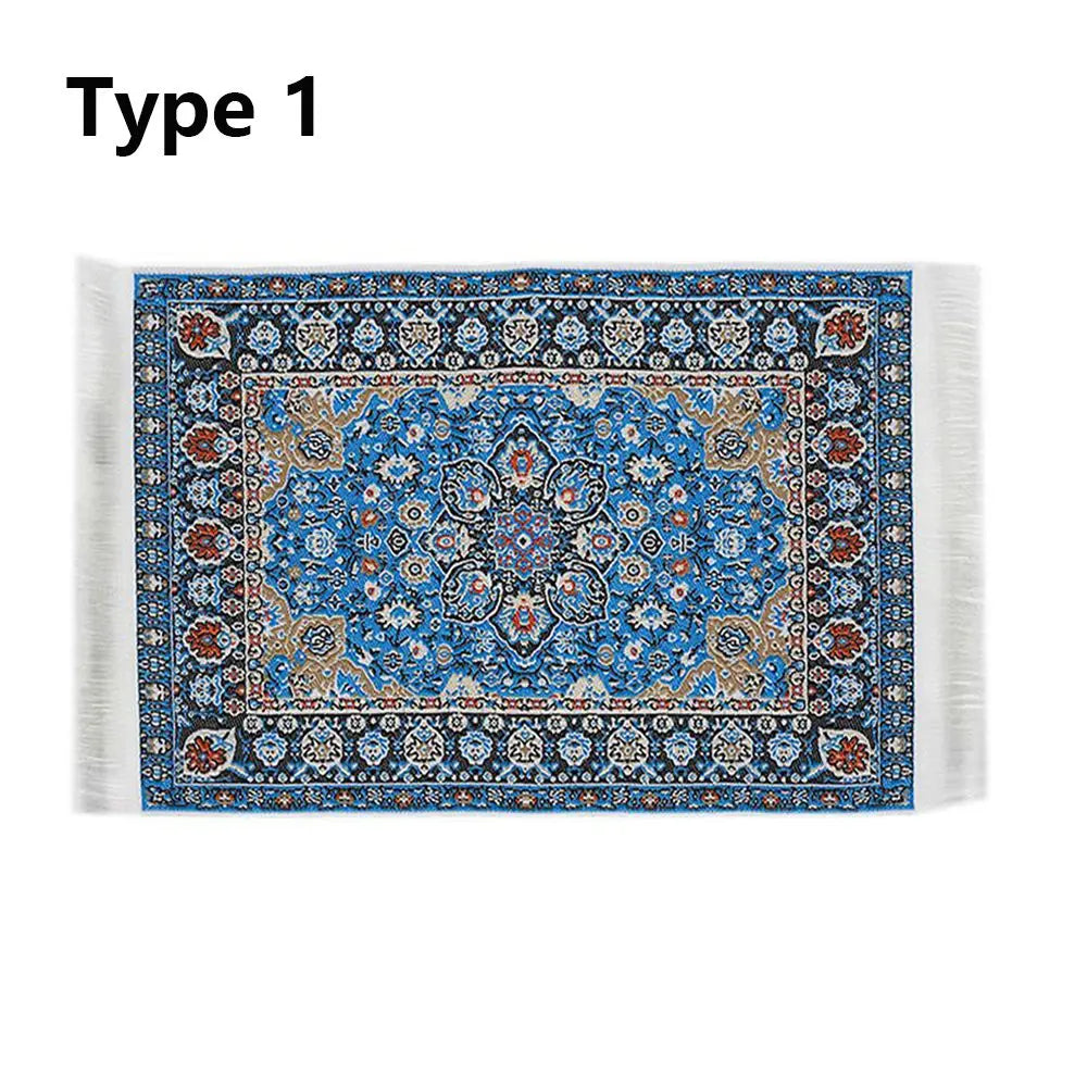 1:12 Échelle de style turc Miniature Dollhouse Tapis – Revêtement de sol pour jouer des accessoires de maison et de poupée