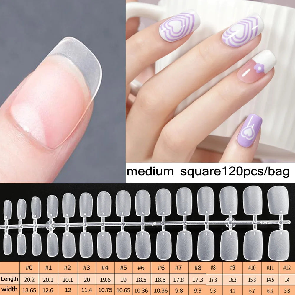 120PCS Matte Press-On Conseils d'ongles – Soft Full-Cover Almond faux ongles pour la manucure bricolage