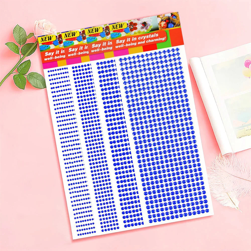 1040/900/504Pcs Stickers auto-adhésifs pour boîtiers, cartes et artisanat en cristal bricolage en strass