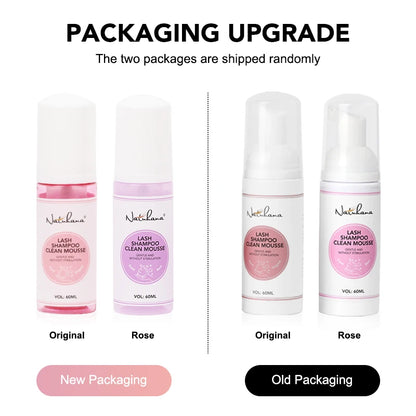 Natuhana 60ml Shampooing d'extension de cils Mousse – Mousse de nettoyage de laash pour faux cils, outil de maquillage doux et non irritant