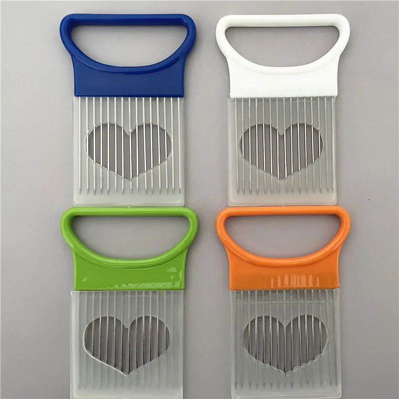 304 Support de coupe d'oignon en acier inoxydable – Guide de coupe de fourche et de glissade alimentaire pour oignons, tomates, pommes de terre et viande