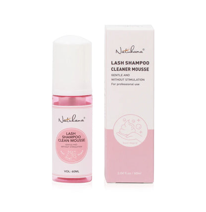 Natuhana 60ml Shampooing d'extension de cils Mousse – Mousse de nettoyage de laash pour faux cils, outil de maquillage doux et non irritant