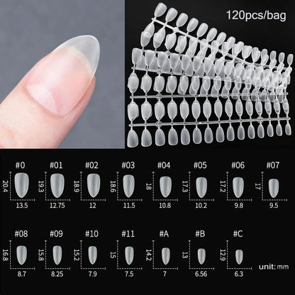 120PCS Matte Press-On Conseils d'ongles – Soft Full-Cover Almond faux ongles pour la manucure bricolage