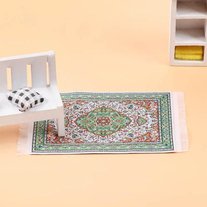 1:12 Échelle de style turc Miniature Dollhouse Tapis – Revêtement de sol pour jouer des accessoires de maison et de poupée