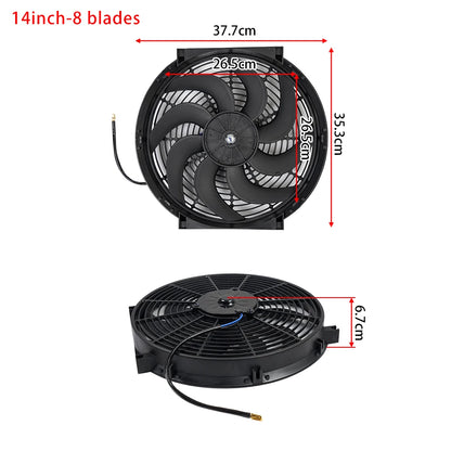 Universal 7/9/10/12/14/16 Inch 12V 80W Lame de ventilateur de refroidissement de voiture radiateur – Kit ventilateur de climatisation électrique 2100RPM