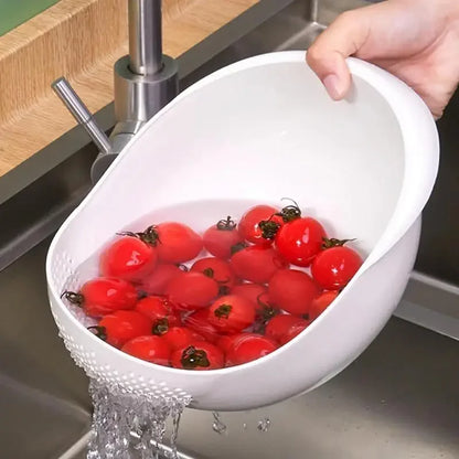 Panier de siége et drain en plastique 1PC avec poignées – bol de fraise de cuisine multi-usages pour laver le riz, les légumes et les fruits