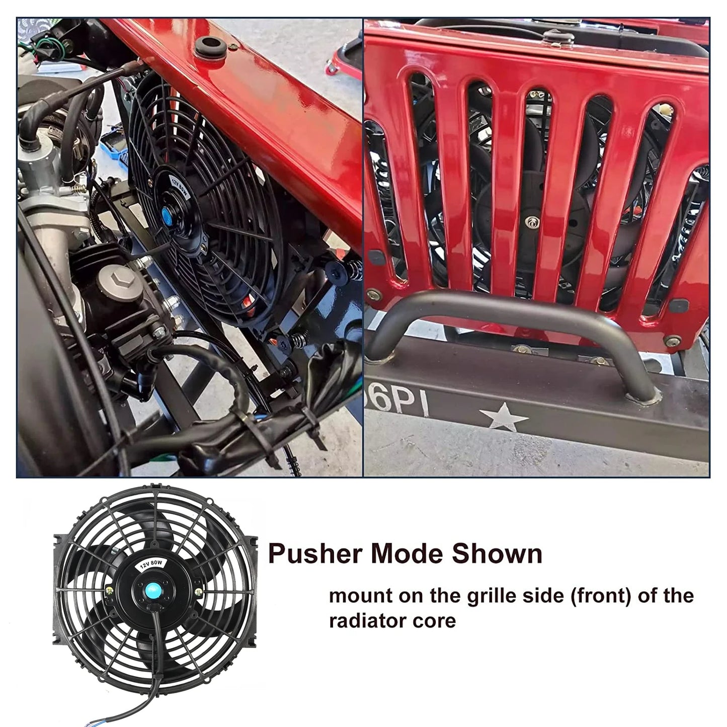 Universal 7/9/10/12/14/16 Inch 12V 80W Lame de ventilateur de refroidissement de voiture radiateur – Kit ventilateur de climatisation électrique 2100RPM