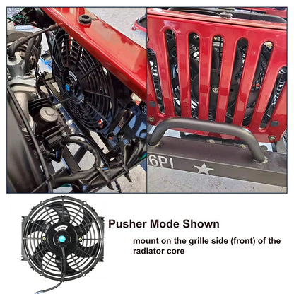 Universal 7/9/10/12/14/16 Inch 12V 80W Lame de ventilateur de refroidissement de voiture radiateur – Kit ventilateur de climatisation électrique 2100RPM