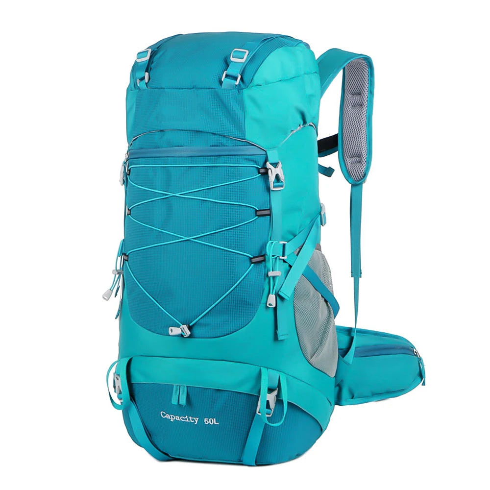 WESTTUNE 50L Sac à dos de randonnée imperméable avec couverture de pluie – Sac de voyage et d'alpinisme multifonctionnel