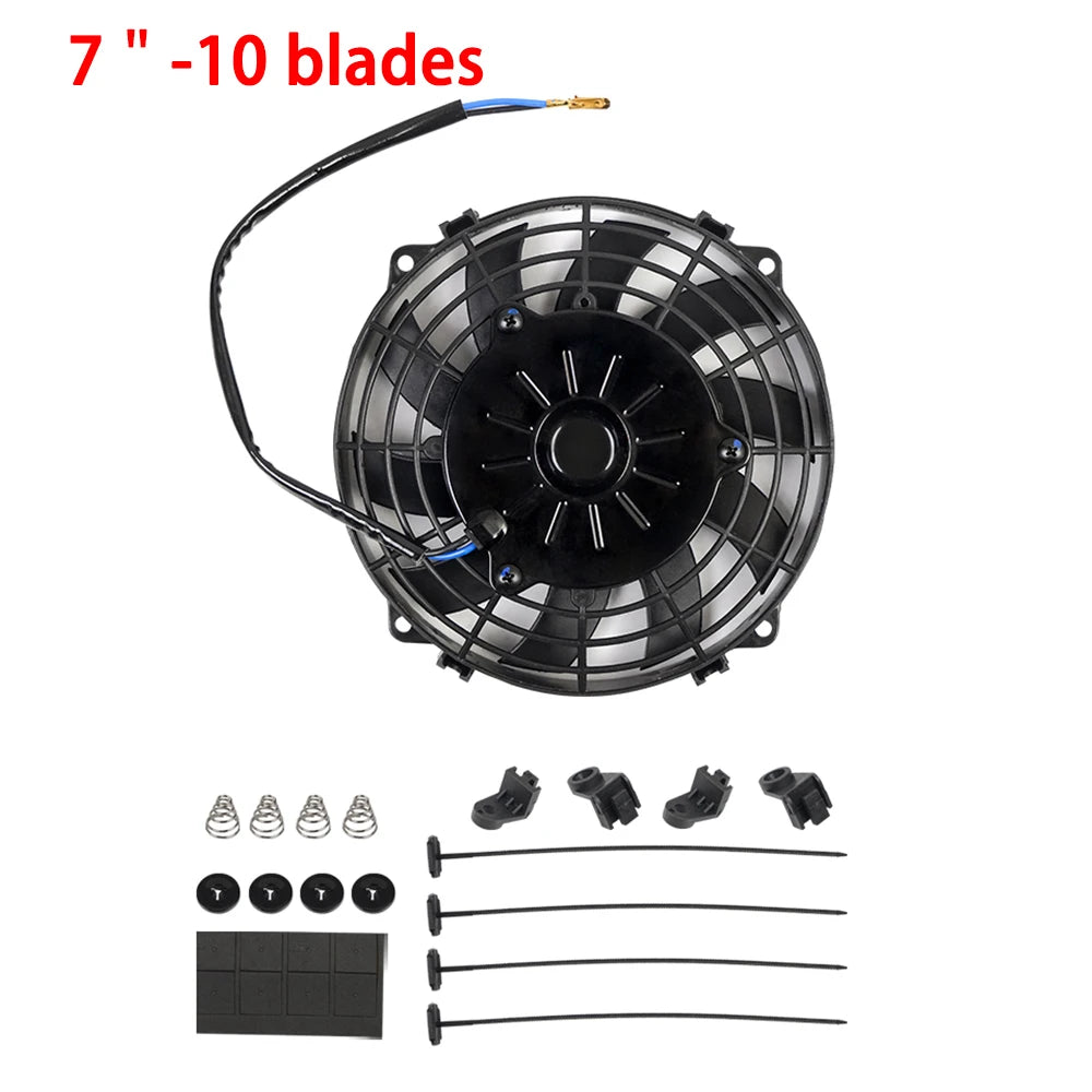 Universal 7/9/10/12/14/16 Inch 12V 80W Lame de ventilateur de refroidissement de voiture radiateur – Kit ventilateur de climatisation électrique 2100RPM