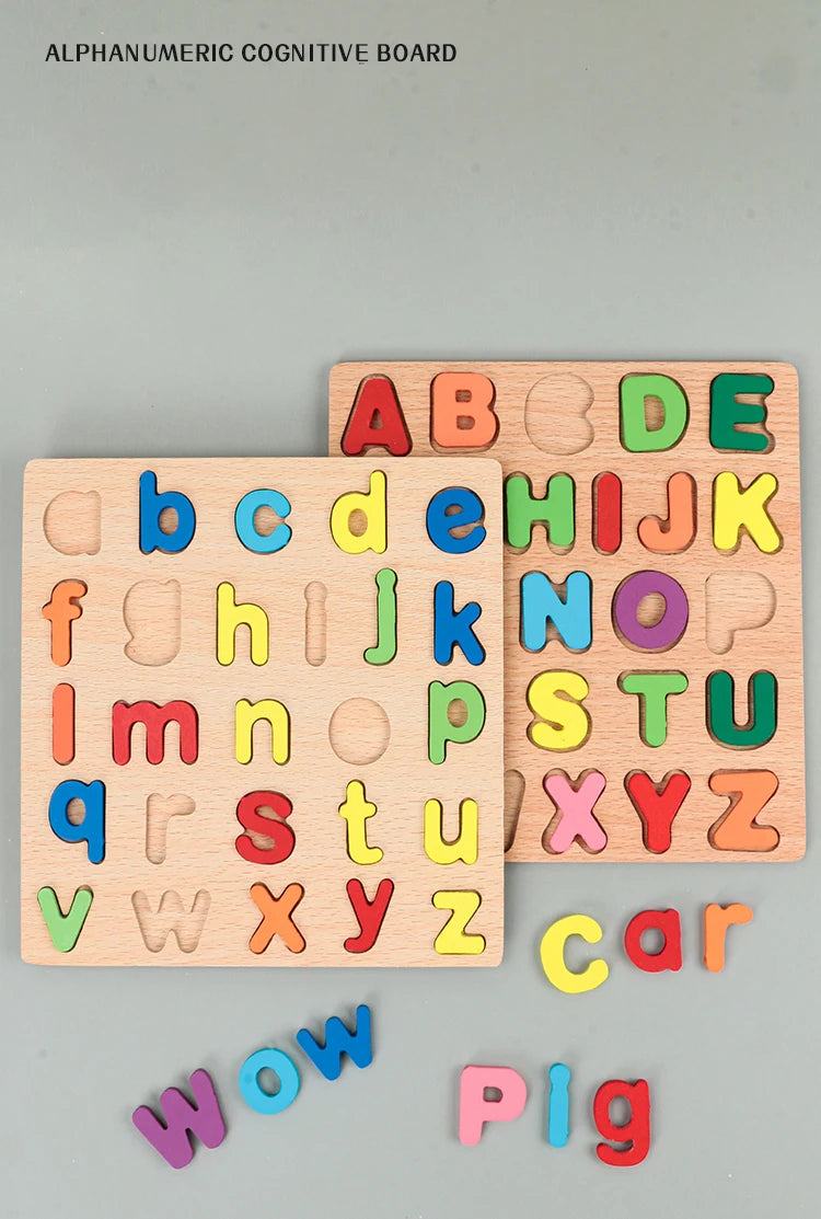 Alphabet pour enfants & Puzzle en bois – Jouet éducatif préscolaire Montessori