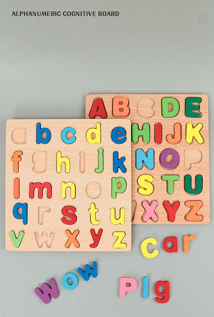 Alphabet pour enfants & Puzzle en bois – Jouet éducatif préscolaire Montessori