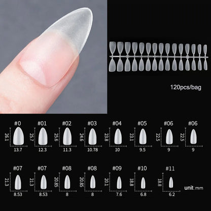 120PCS Matte Press-On Conseils d'ongles – Soft Full-Cover Almond faux ongles pour la manucure bricolage