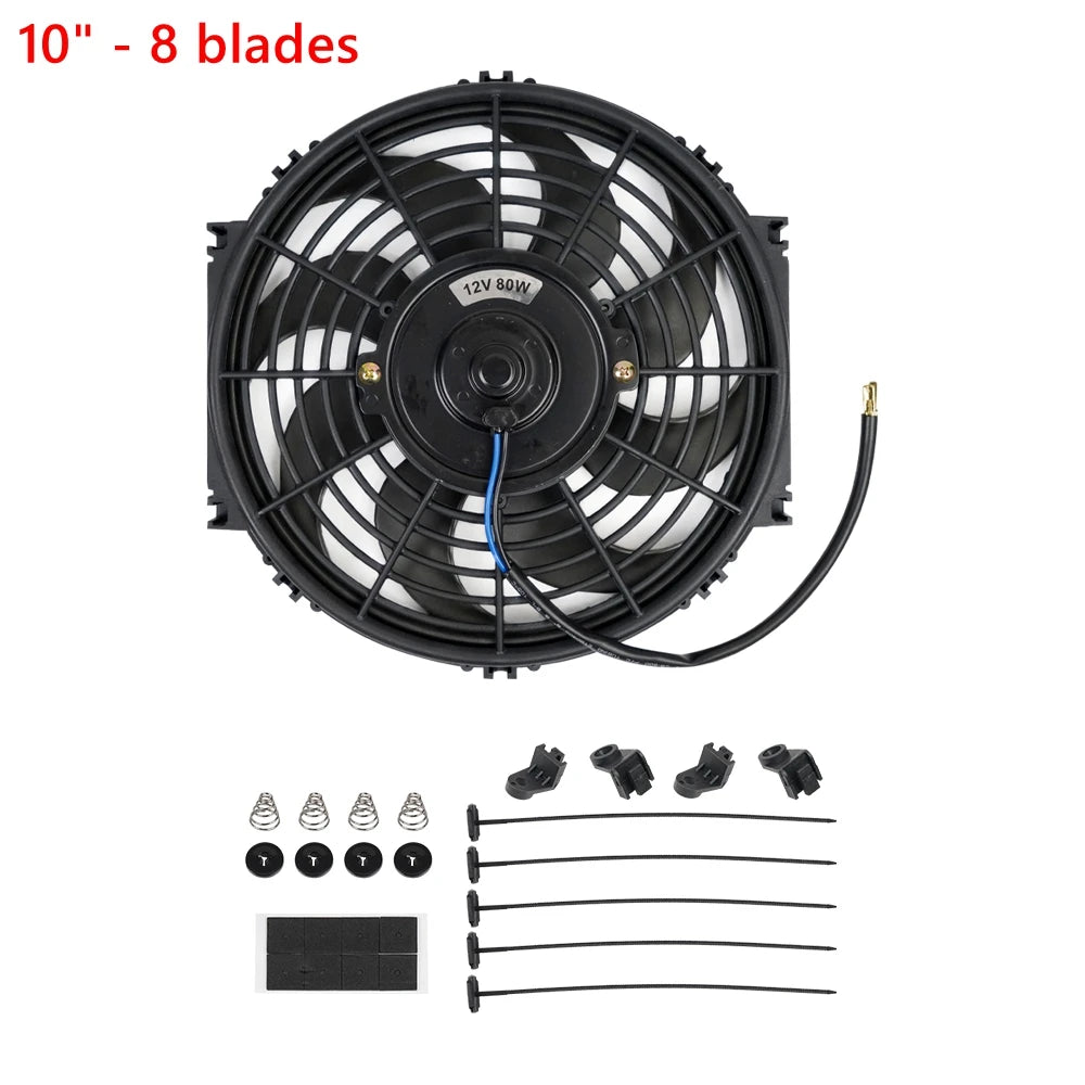 Universal 7/9/10/12/14/16 Inch 12V 80W Lame de ventilateur de refroidissement de voiture radiateur – Kit ventilateur de climatisation électrique 2100RPM