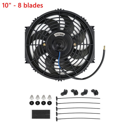 Universal 7/9/10/12/14/16 Inch 12V 80W Lame de ventilateur de refroidissement de voiture radiateur – Kit ventilateur de climatisation électrique 2100RPM