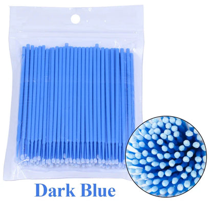 Brosses de nettoyage des cils 100PCS – Micro coton swabs pour les extensions de laash et la suppression de maquillage