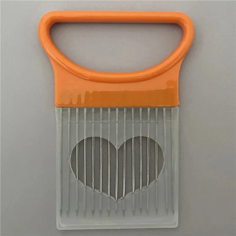 304 Support de coupe d'oignon en acier inoxydable – Guide de coupe de fourche et de glissade alimentaire pour oignons, tomates, pommes de terre et viande