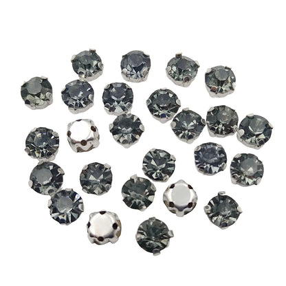 Round Glass Rhinestones with Claw – Silver Base Sew-On Crystals for Clothing, Shoes, and Crafts