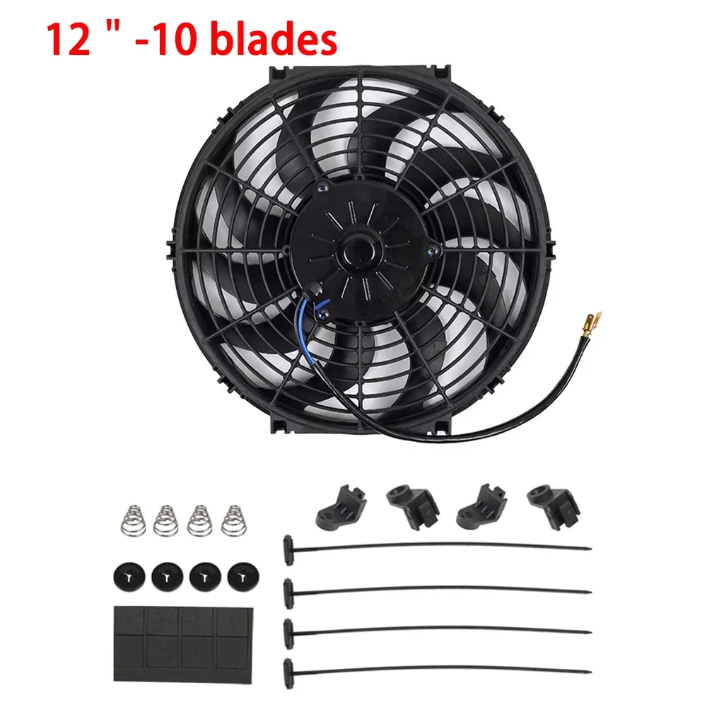 Universal 7/9/10/12/14/16 Inch 12V 80W Lame de ventilateur de refroidissement de voiture radiateur – Kit ventilateur de climatisation électrique 2100RPM