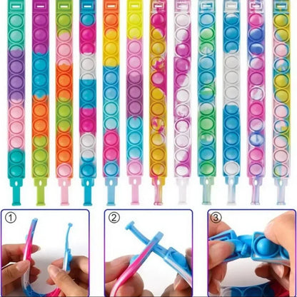 12/24/36PCS Silicone Colorful Bubble Wristband – Kids Party Favors, Birthday Gifts, Wedding Souvenirs, Carnival & Holiday Bracelets