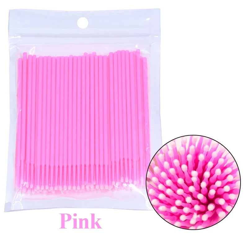 Brosses de nettoyage des cils 100PCS – Micro coton swabs pour les extensions de laash et la suppression de maquillage