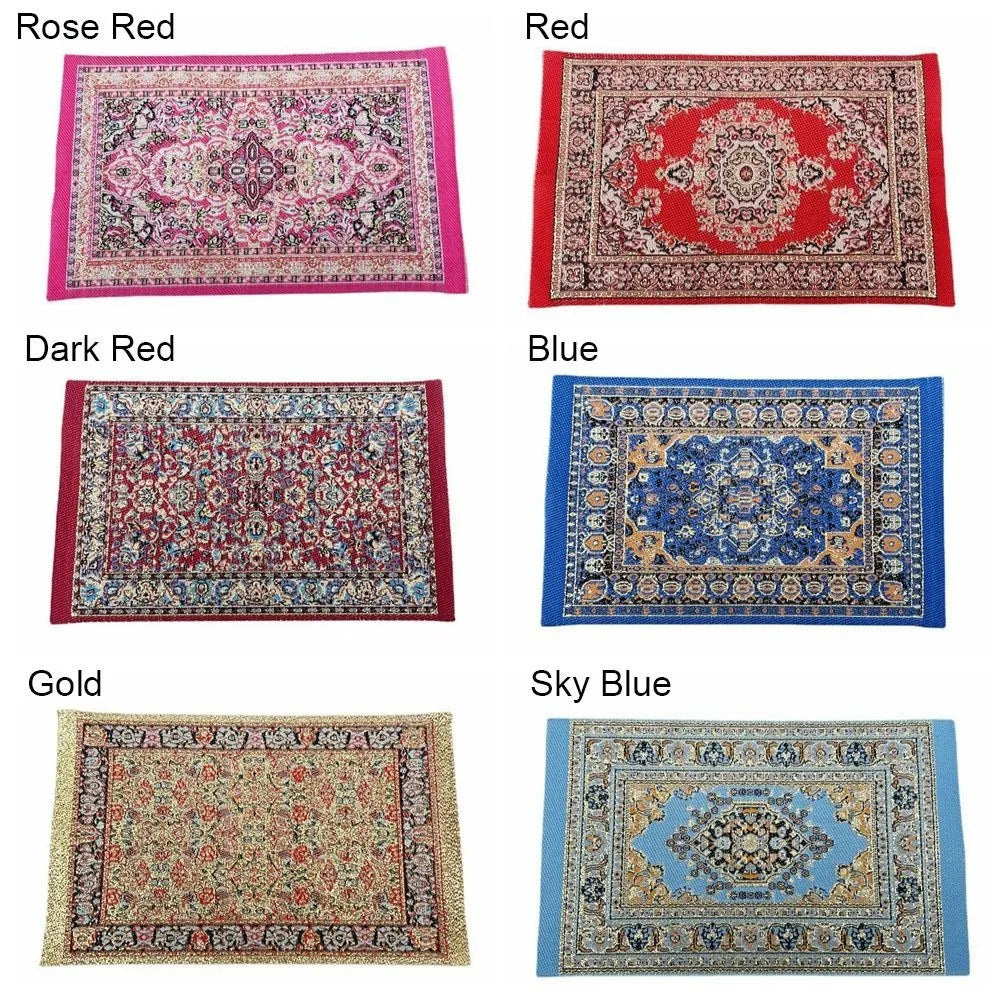 1:12 Échelle de style turc Miniature Dollhouse Tapis – Revêtement de sol pour jouer des accessoires de maison et de poupée