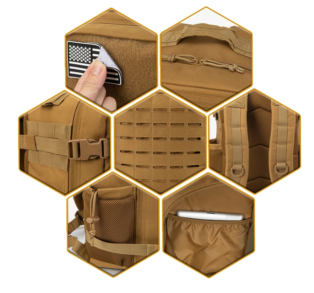 Sac à dos tactique de 25L – sac à dos pour fitness, randonnée et EDC