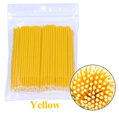 Brosses de nettoyage des cils 100PCS – Micro coton swabs pour les extensions de laash et la suppression de maquillage