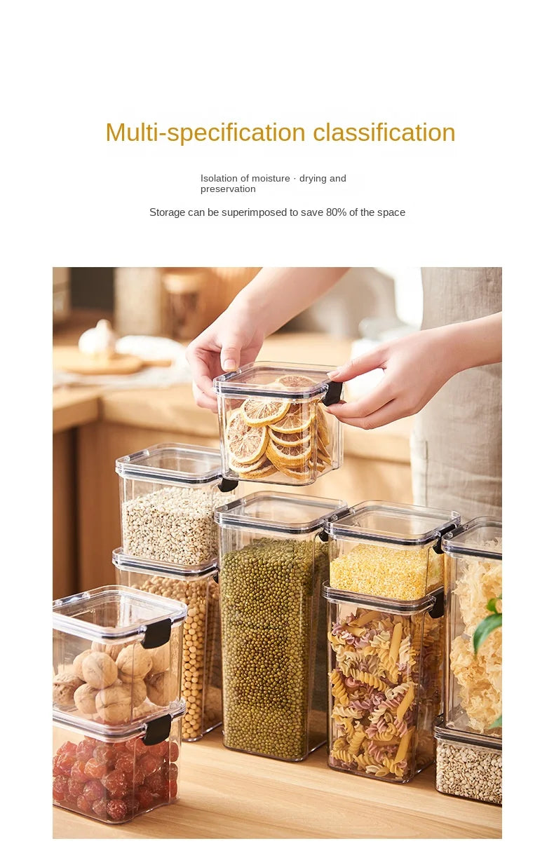 1PC Airtight Sealed Storage Jar – Plastic Grain, Pasta & Seasoning Container | Moisture-Proof Kitchen Organizer Box