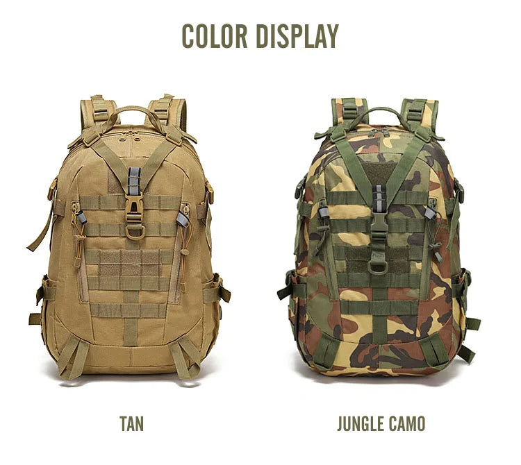 40L Tactical Reflective Backpack – Military Molle Outdoor Rucksack | Hiking, Camping, Hunting & Travel Bag