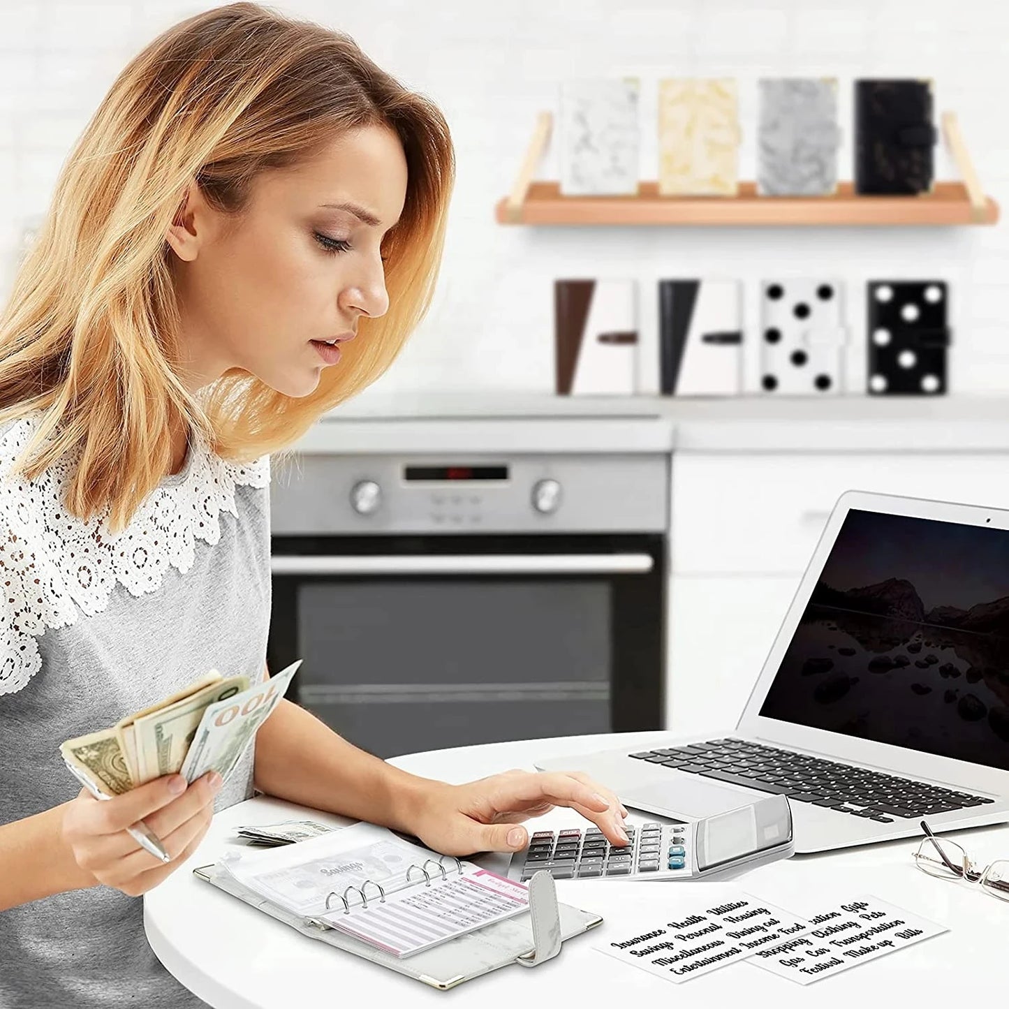 A6 PU Leather Budget Planner – Manuel de marbre et organisateur d'économies d'argent pour le bureau, l'école et les finances personnelles