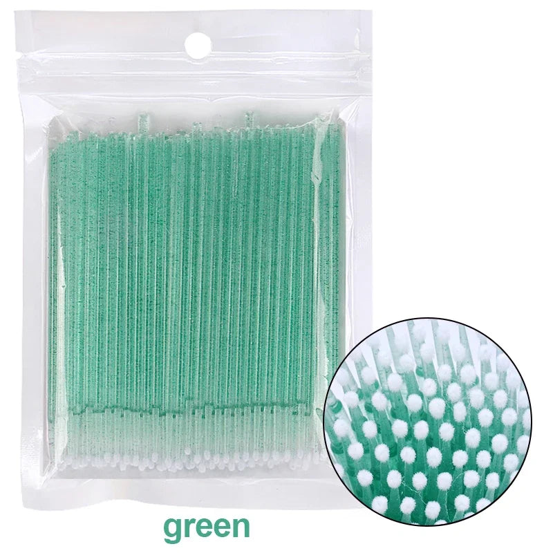 Brosses de nettoyage des cils 100PCS – Micro coton swabs pour les extensions de laash et la suppression de maquillage