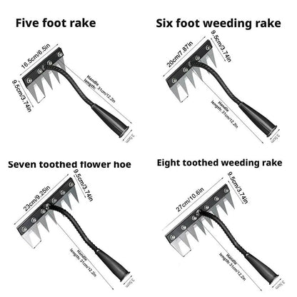 Râteau de désherbage de jardin en acier au carbone – 5/6/7/8 Outil de désherbage et d'élimination des mauvaises herbes pour l'agriculture, le jardin et l'aménagement paysager
