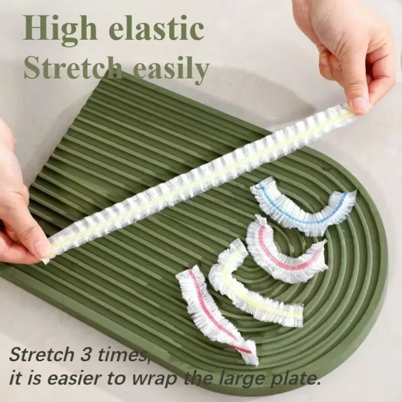 Couvre-aliments jetables et réutilisables colorés – Enveloppe en plastique élastique pour bols, fruits et stockage alimentaire