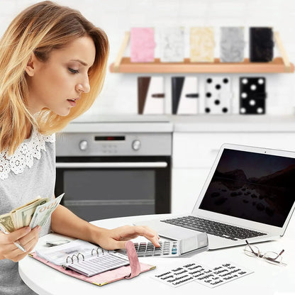 A6 PU Leather Budget Planner – Manuel de marbre et organisateur d'économies d'argent pour le bureau, l'école et les finances personnelles