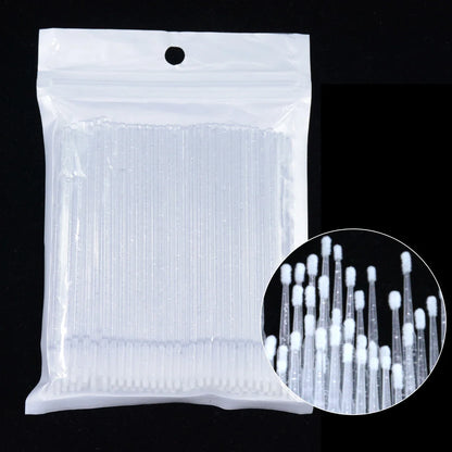 Brosses de nettoyage des cils 100PCS – Micro coton swabs pour les extensions de laash et la suppression de maquillage