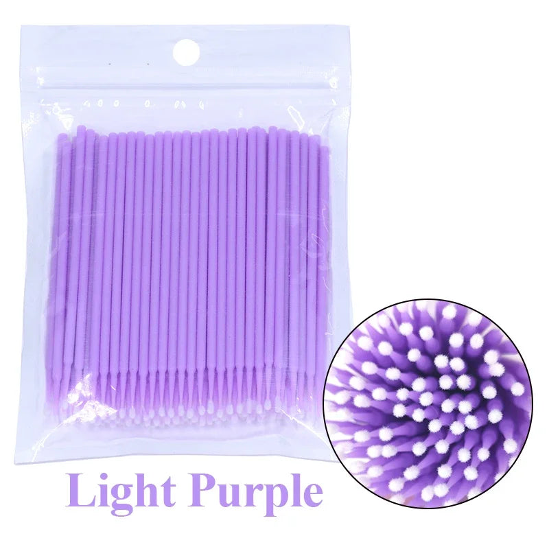 Brosses de nettoyage des cils 100PCS – Micro coton swabs pour les extensions de laash et la suppression de maquillage