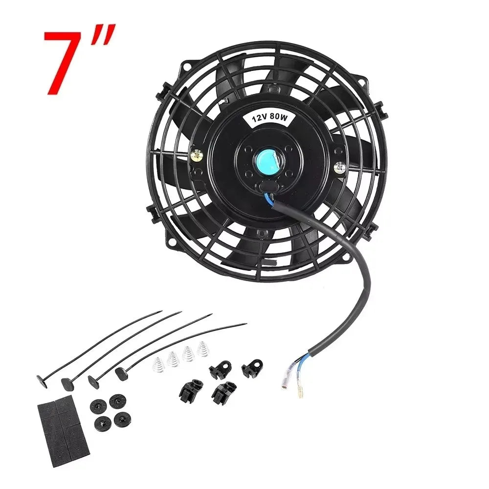 Universal 7/9/10/12/14/16 Inch 12V 80W Lame de ventilateur de refroidissement de voiture radiateur – Kit ventilateur de climatisation électrique 2100RPM