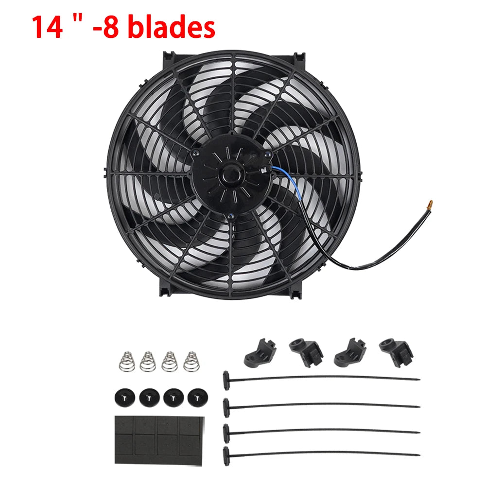 Universal 7/9/10/12/14/16 Inch 12V 80W Lame de ventilateur de refroidissement de voiture radiateur – Kit ventilateur de climatisation électrique 2100RPM