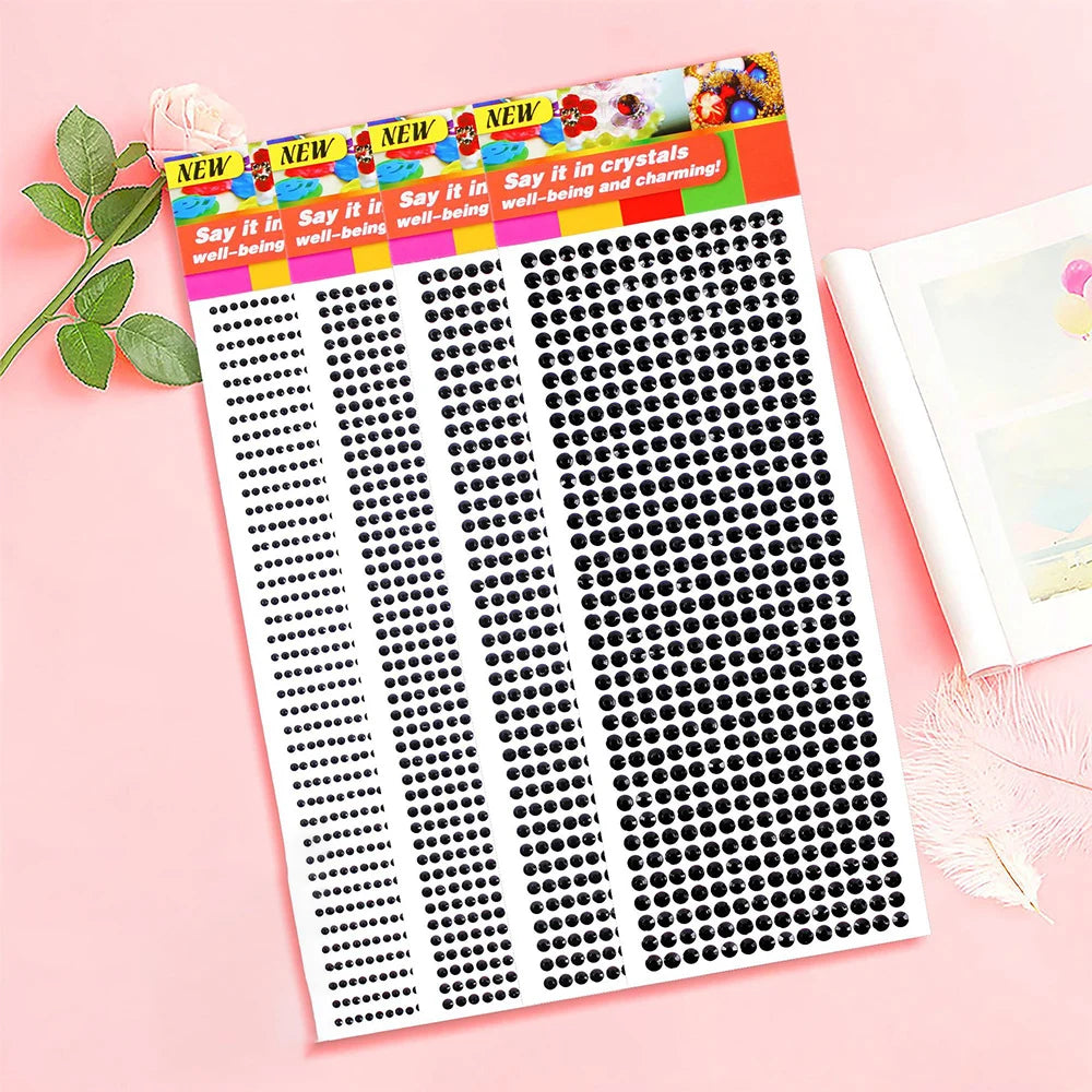 1040/900/504Pcs Stickers auto-adhésifs pour boîtiers, cartes et artisanat en cristal bricolage en strass