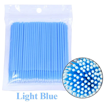 Brosses de nettoyage des cils 100PCS – Micro coton swabs pour les extensions de laash et la suppression de maquillage