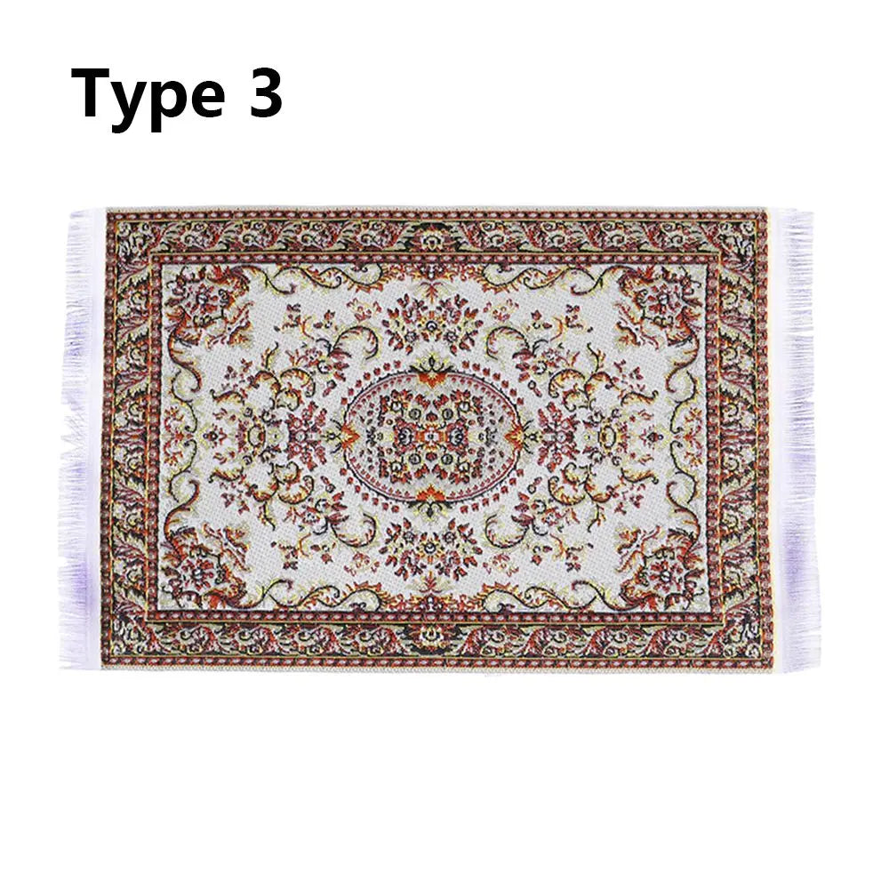 1:12 Échelle de style turc Miniature Dollhouse Tapis – Revêtement de sol pour jouer des accessoires de maison et de poupée