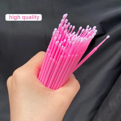 Brosses de nettoyage des cils 100PCS – Micro coton swabs pour les extensions de laash et la suppression de maquillage