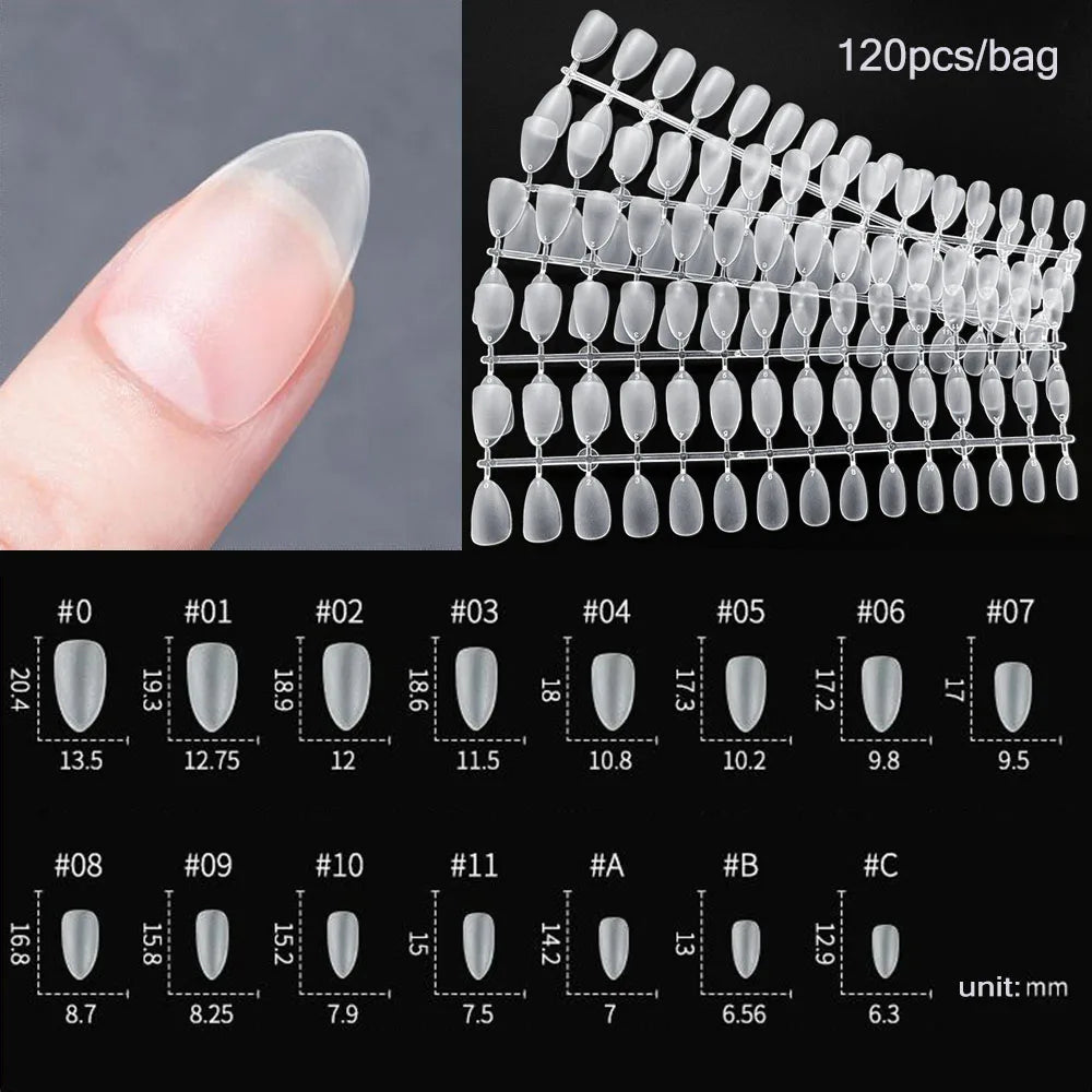 120PCS Matte Press-On Conseils d'ongles – Soft Full-Cover Almond faux ongles pour la manucure bricolage