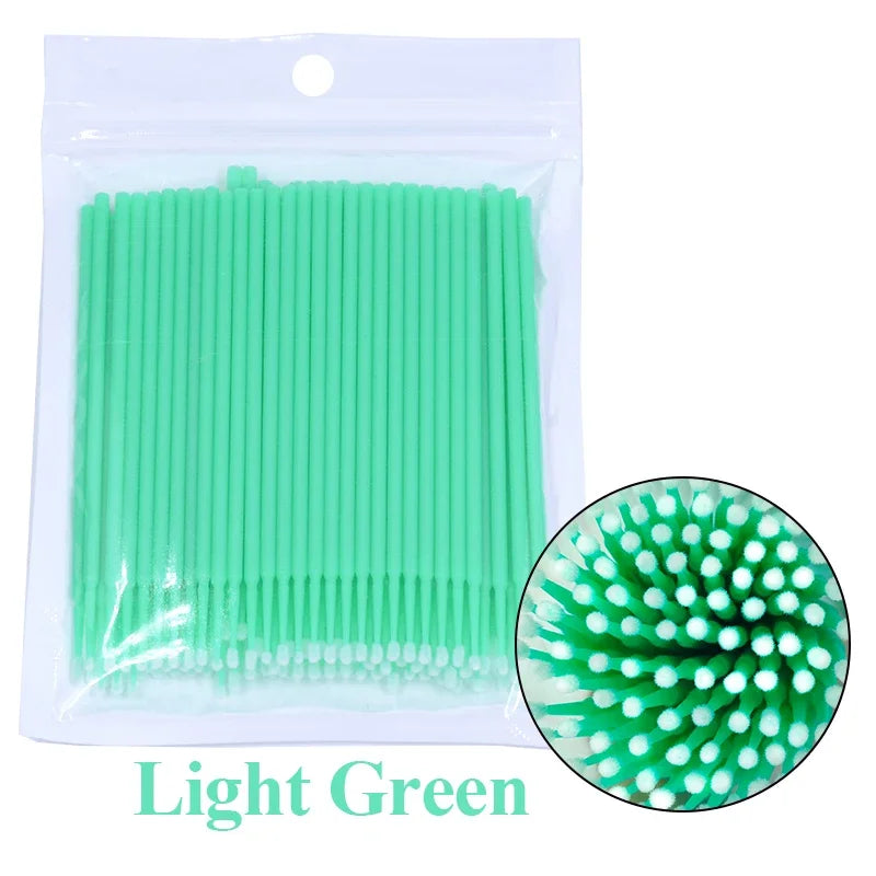 Brosses de nettoyage des cils 100PCS – Micro coton swabs pour les extensions de laash et la suppression de maquillage