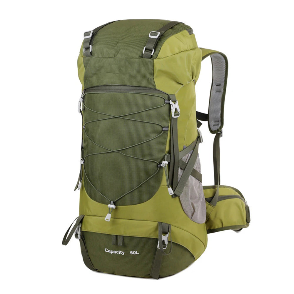 WESTTUNE 50L Sac à dos de randonnée imperméable avec couverture de pluie – Sac de voyage et d'alpinisme multifonctionnel
