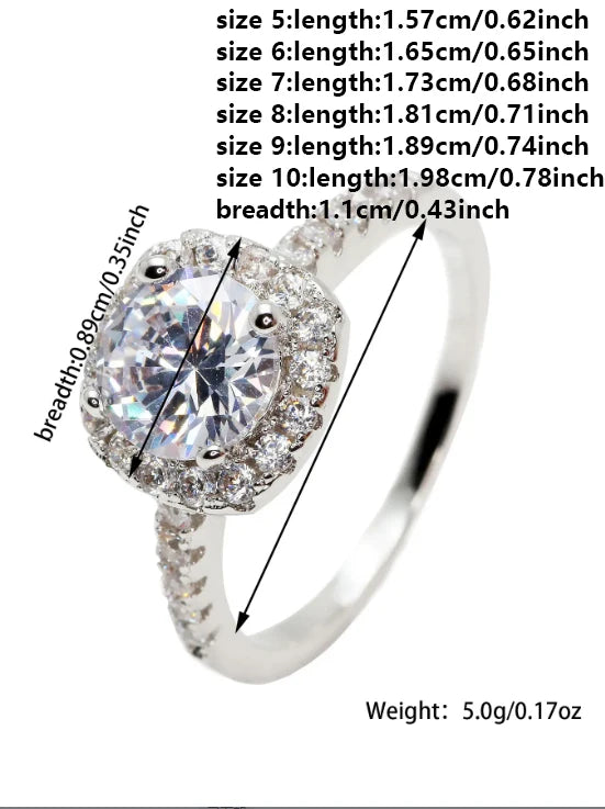 Moonso Coussin de luxe Silver Couleur bague de fiançailles pour les femmes – Elegant Zircon Designer Bijoux Cadeau R5604