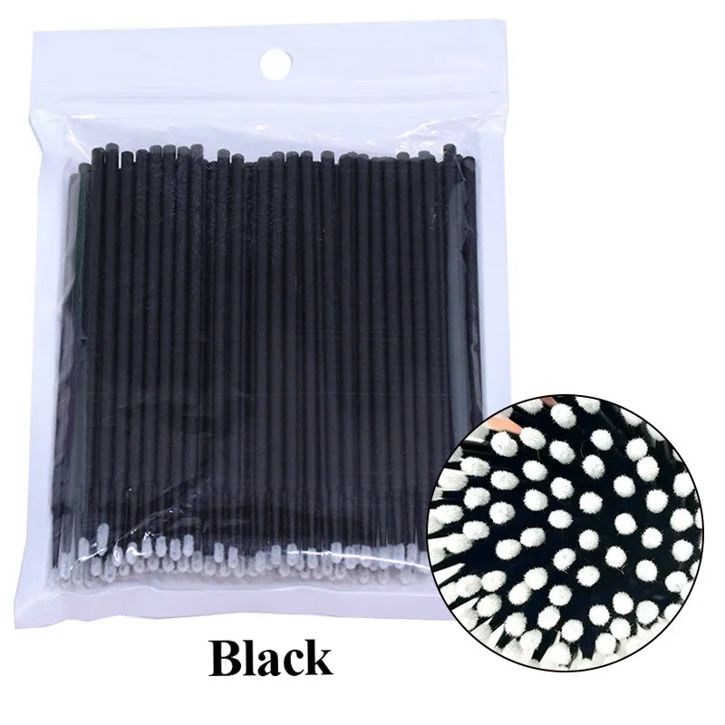Brosses de nettoyage des cils 100PCS – Micro coton swabs pour les extensions de laash et la suppression de maquillage