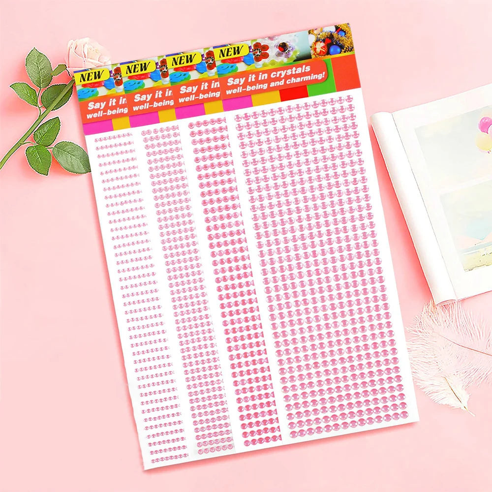 1040/900/504Pcs Stickers auto-adhésifs pour boîtiers, cartes et artisanat en cristal bricolage en strass