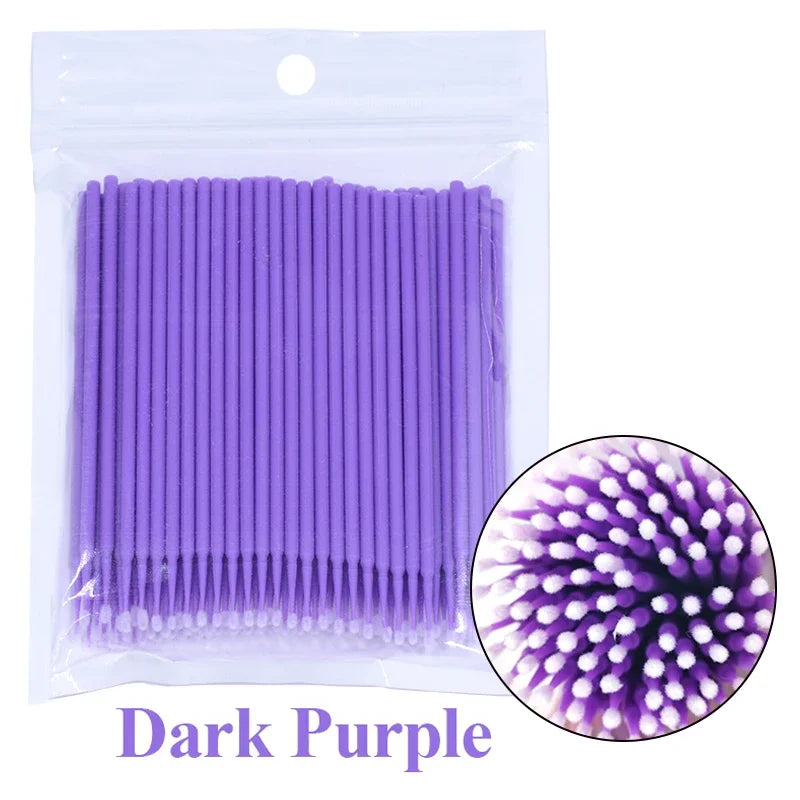 Brosses de nettoyage des cils 100PCS – Micro coton swabs pour les extensions de laash et la suppression de maquillage